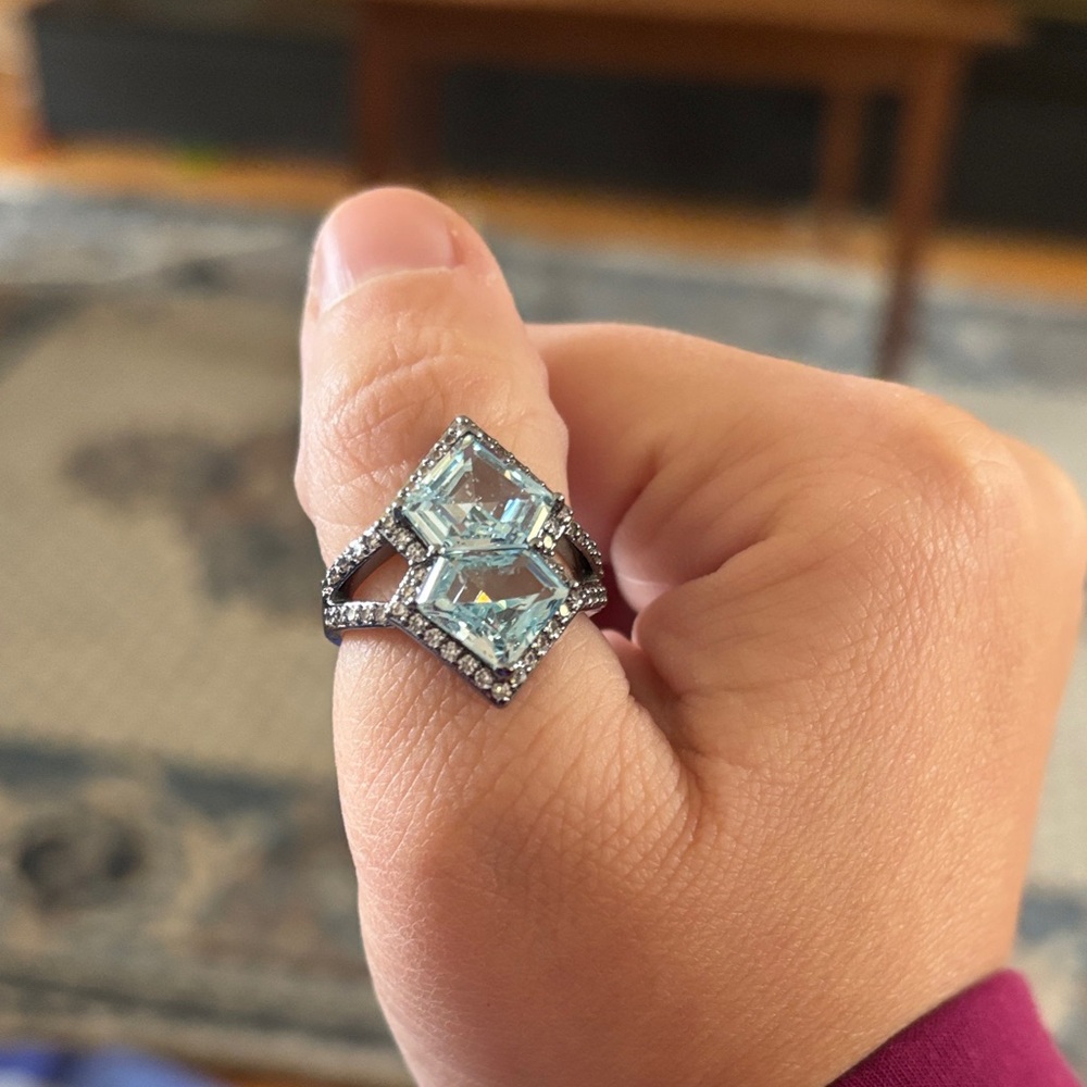 Dazzling Silver and Blue Statement Ring